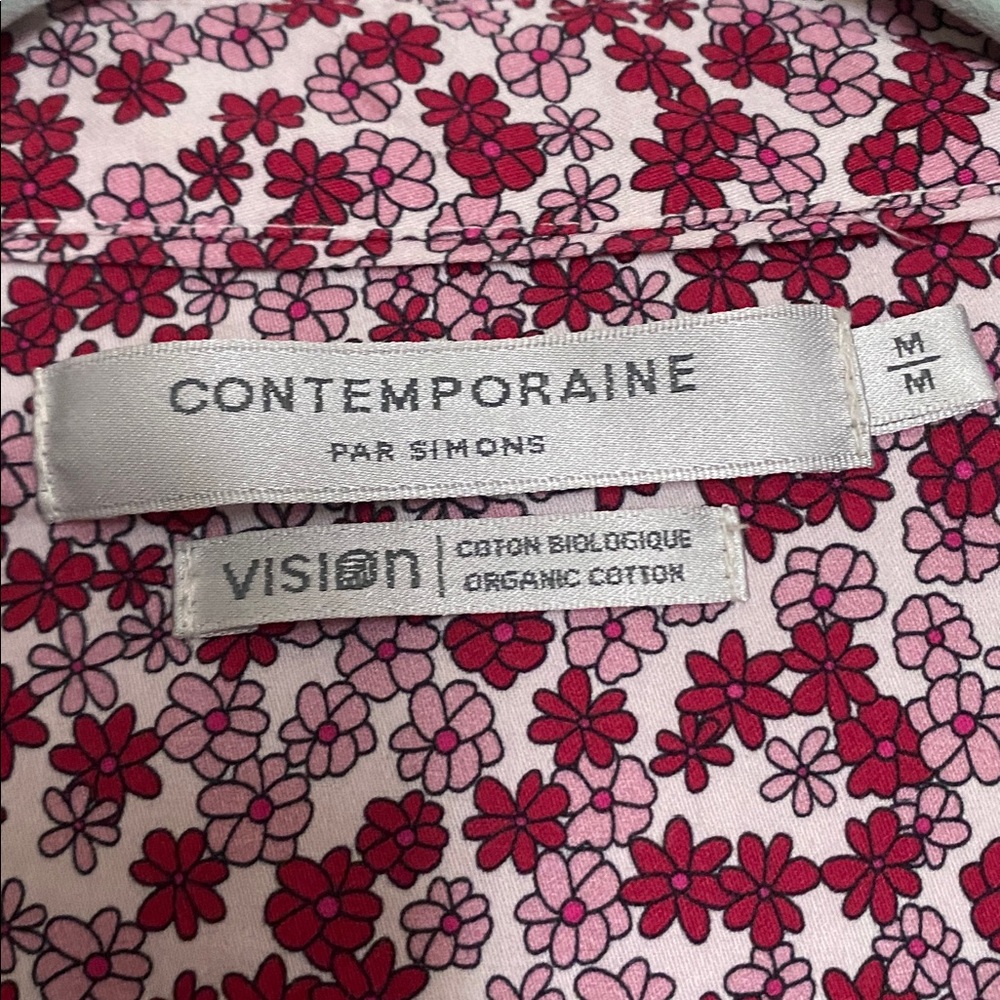 Simons Pink and White Floral Women’s Shirt- Size M.